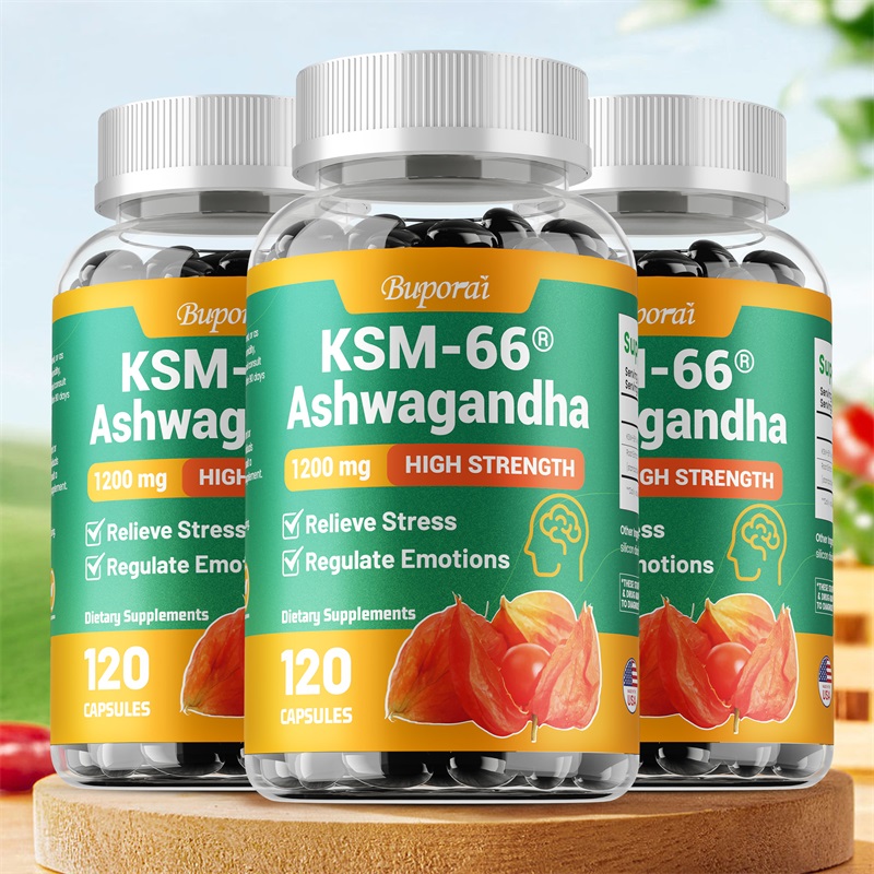 Tulsi Holy Basil - KSM-66 Ashwagandha 추출물 캡슐 - 스트레스와