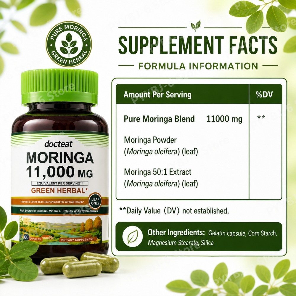 모링가 11000mg 그린 허브 보충제 60캡슐 (잎만 - Green Herbal Wellness 리뷰 및 가격